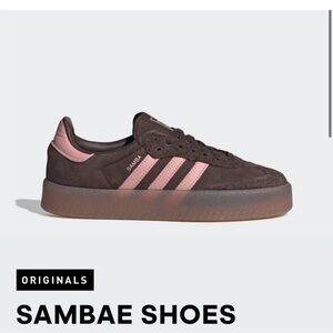 Adidas chocolate brown and Pink sambas